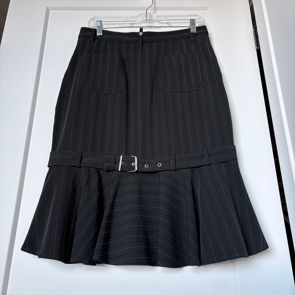Vintage Black Pinstripe Pencil to Trumpet Skirt - Canada - 90s Office Siren Boss
